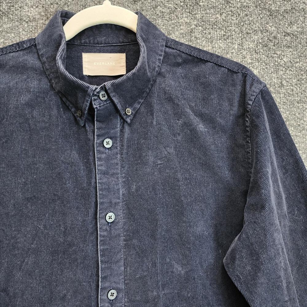 Everlane The Corduroy Slim Fit Shirt Mens Navy Blue Workwear Minimalist Retro M